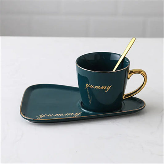 Matte Ceramic Coffee Cup and Saucer Set for Tea