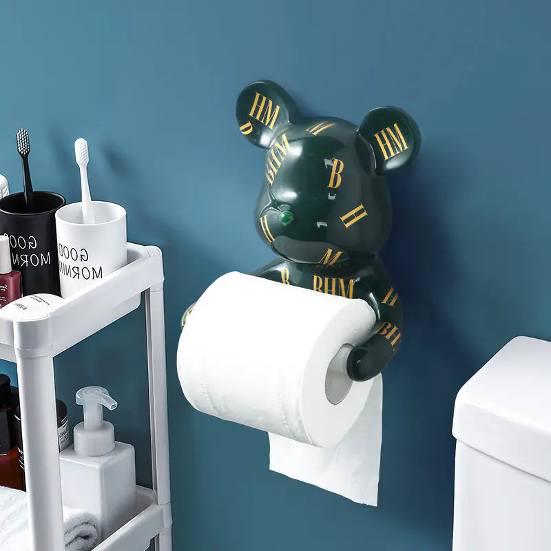 Portarotolo di carta igienica creativo a forma di orso per il bagno