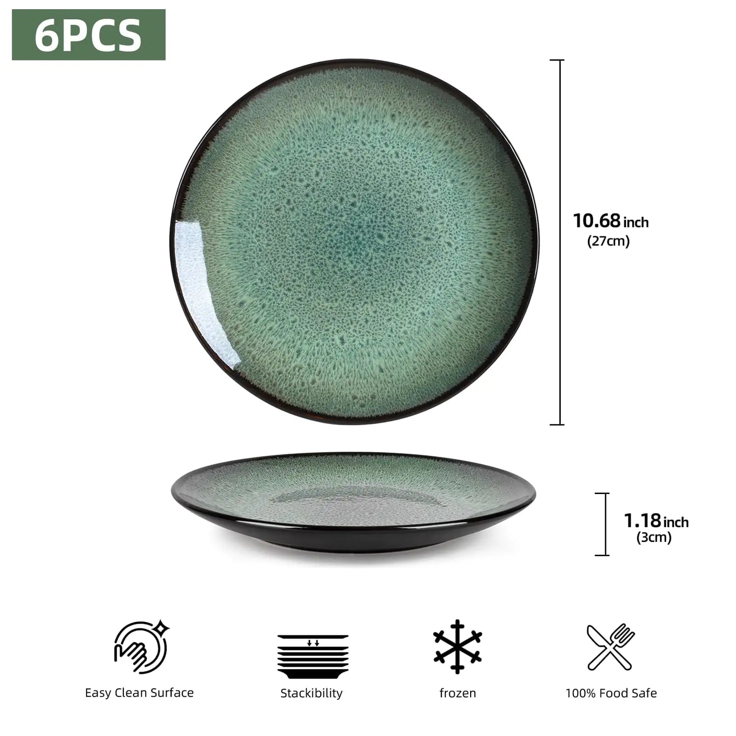 Eleganti piatti da pranzo in ceramica - Set completo di sei