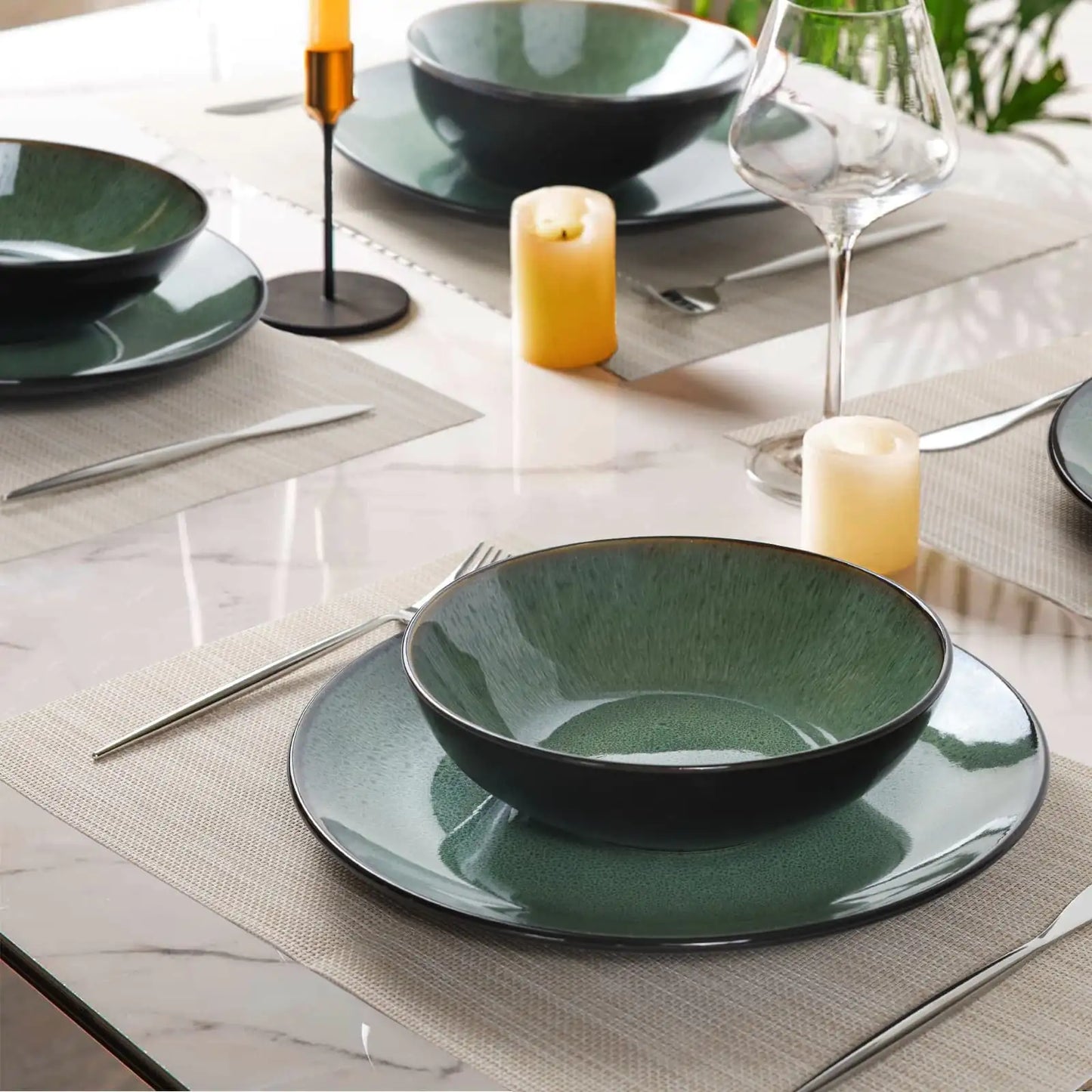 Eleganti piatti da pranzo in ceramica - Set completo di sei